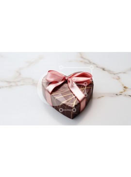 Σετ των 2 Intra Συλλεκτικό Ξύλινο Παζλ Plywood  4mm - Κουτί δώρου σοκολάτας σε σχήμα καρδιάς σε μαρμάρινη επιφάνεια Σε Ξύλινο Κουτί - Διαστάσεις: 10x10 cm – 25 κομμάτια