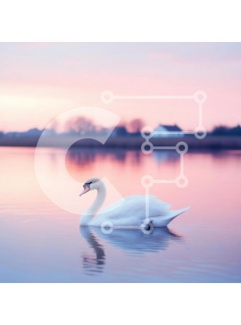 Intra Συλλεκτικό Ξύλινο Παζλ Plywood  4mm - Κύκνος που γλιστρά στο νερό στο ηλιοβασίλεμα Σε Ξύλινο Κουτί - Διαστάσεις: 10x10 cm – 25 κομμάτια