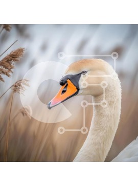 Intra Συλλεκτικό Ξύλινο Παζλ Plywood  4mm - Κοντινό πλάνο του κεφαλιού ενός κύκνου Σε Ξύλινο Κουτί - Διαστάσεις: 10x10 cm – 25 κομμάτια