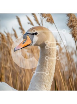 Intra Συλλεκτικό Ξύλινο Παζλ Plywood  4mm - Κοντινό πλάνο ενός κύκνου ανάμεσα σε καλάμια Σε Ξύλινο Κουτί - Διαστάσεις: 10x10 cm – 25 κομμάτια