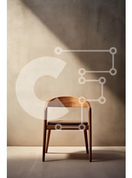 Intra Συλλεκτικό Ξύλινο Παζλ Plywood  4mm - Μινιμαλιστική Ξύλινη Καρέκλα ενάντια στον τοίχο από σκυρόδεμα Σε Ξύλινο Κουτί - Διαστάσεις Puzzle: 10x10 cm – 25 κομμάτια
