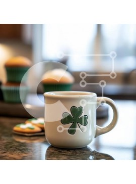 Σετ των 2 Intra Συλλεκτικό Ξύλινο Παζλ Plywood  4mm - Κούπα και λιχουδιές για την ημέρα του Αγίου Πατρικίου Σε Ξύλινο Κουτί - Διαστάσεις: 10x10 cm – 25 κομμάτια