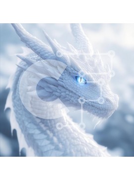 Intra Συλλεκτικό Ξύλινο Παζλ Plywood  4mm - Μεγαλοπρεπής Λευκός Δράκος Σε Ξύλινο Κουτί - Διαστάσεις: 10x10 cm – 25 κομμάτια