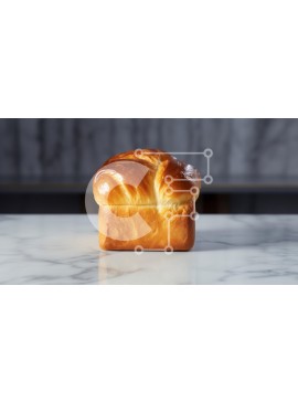 Σετ των 2 Intra Συλλεκτικό Ξύλινο Παζλ Plywood  4mm - Φρεσκοψημένο καρβέλι ψωμί σε μαρμάρινο πάγκο Σε Ξύλινο Κουτί - Διαστάσεις: 10x10 cm – 25 κομμάτια