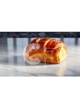 Σετ των 2 Intra Συλλεκτικό Ξύλινο Παζλ Plywood  4mm - Χρυσή φραντζόλα κρουασάν σε μαρμάρινη επιφάνεια Σε Ξύλινο Κουτί - Διαστάσεις: 10x10 cm – 25 κομμάτια