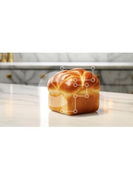 Σετ των 2 Intra Συλλεκτικό Ξύλινο Παζλ Plywood  4mm - Φρεσκοψημένο καρβέλι ψωμί σε μαρμάρινο πάγκο Σε Ξύλινο Κουτί - Διαστάσεις: 10x10 cm – 25 κομμάτια