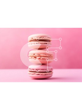 Σετ των 2 Intra Συλλεκτικό Ξύλινο Παζλ Plywood  4mm - Στοίβα από ροζ μακαρόν σε ροζ φόντο Σε Ξύλινο Κουτί - Διαστάσεις: 10x10 cm – 25 κομμάτια