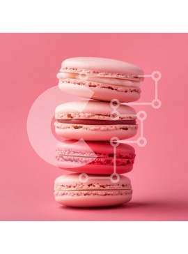 Σετ των 2 Intra Συλλεκτικό Ξύλινο Παζλ Plywood  4mm - Στοίβα από ροζ μακαρόν σε ροζ φόντο Σε Ξύλινο Κουτί - Διαστάσεις: 10x10 cm – 25 κομμάτια