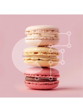 Σετ των 2 Intra Συλλεκτικό Ξύλινο Παζλ Plywood  4mm - Στοίβα από πολύχρωμα μακαρόν σε ροζ φόντο Σε Ξύλινο Κουτί - Διαστάσεις: 10x10 cm – 25 κομμάτια