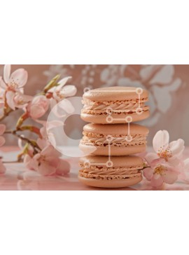 Σετ των 2 Intra Συλλεκτικό Ξύλινο Παζλ Plywood  4mm - Στοίβα μακαρόν με άνθη κερασιάς Σε Ξύλινο Κουτί - Διαστάσεις: 10x10 cm – 25 κομμάτια