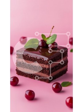 Intra Συλλεκτικό Ξύλινο Παζλ Plywood  4mm - Φέτα κέικ σοκολάτας με κεράσια και μέντα Σε Ξύλινο Κουτί - Διαστάσεις: 10x10 cm – 25 κομμάτια