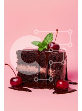 Σετ των 2 Intra Συλλεκτικό Ξύλινο Παζλ Plywood  4mm - Φέτα κέικ σοκολάτας Decadent με κεράσια και μέντα Σε Ξύλινο Κουτί - Διαστάσεις: 10x10 cm – 25 κομμάτια