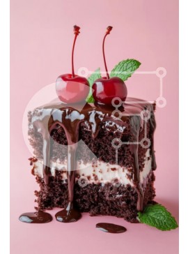 Σετ των 2 Intra Συλλεκτικό Ξύλινο Παζλ Plywood  4mm - Λαχταριστό κέικ σοκολάτας με κεράσια και δυόσμο Σε Ξύλινο Κουτί - Διαστάσεις: 10x10 cm – 25 κομμάτια