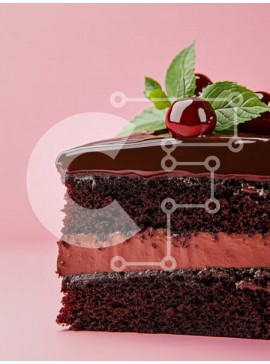 Σετ των 2 Intra Συλλεκτικό Ξύλινο Παζλ Plywood  4mm - Νόστιμη φέτα κέικ σοκολάτας με γαρνιτούρα με μέντα και κεράσι Σε Ξύλινο Κουτί - Διαστάσεις: 10x10 cm – 25 κομμάτια