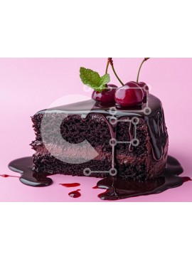 Σετ των 2 Intra Συλλεκτικό Ξύλινο Παζλ Plywood  4mm - Φέτα κέικ σοκολάτας με κεράσια και μέντα Σε Ξύλινο Κουτί - Διαστάσεις: 10x10 cm – 25 κομμάτια