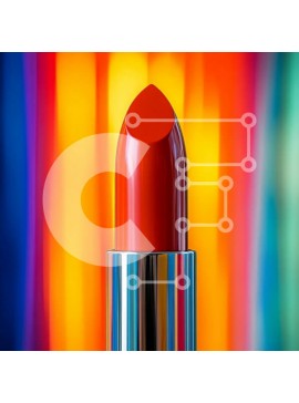 Σετ των 2 Intra Συλλεκτικό Ξύλινο Παζλ Plywood  4mm - Ζωντανό κόκκινο κραγιόν με πολύχρωμο φόντο Σε Ξύλινο Κουτί - Διαστάσεις: 10x10 cm – 25 κομμάτια