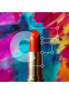 Σετ των 2 Intra Συλλεκτικό Ξύλινο Παζλ Plywood  4mm - Ζωντανό κόκκινο κραγιόν σε αφηρημένο φόντο Σε Ξύλινο Κουτί - Διαστάσεις: 10x10 cm – 25 κομμάτια