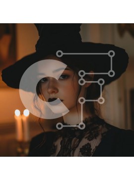 Σετ των 2 Intra Συλλεκτικό Ξύλινο Παζλ Plywood  4mm - Γοτθική γυναίκα με καπέλο μάγισσας Σε Ξύλινο Κουτί - Διαστάσεις: 10x10 cm – 25 κομμάτια