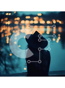 Σετ των 2 Intra Συλλεκτικό Ξύλινο Παζλ Plywood  4mm - Σιλουέτα μιας γυναίκας δίπλα στο νερό το σούρουπο Σε Ξύλινο Κουτί - Διαστάσεις: 10x10 cm – 25 κομμάτια