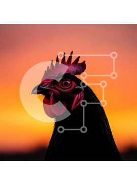 Intra Συλλεκτικό Ξύλινο Παζλ Plywood  4mm - Μαύρος κόκορας πορτρέτο με φόντο ηλιοβασίλεμα Σε Ξύλινο Κουτί - Διαστάσεις: 10x10 cm – 25 κομμάτια