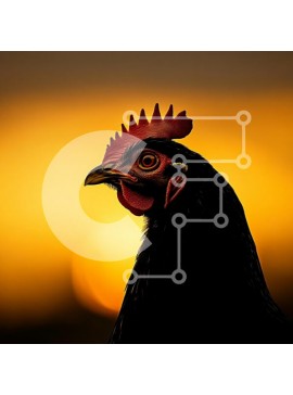 Intra Συλλεκτικό Ξύλινο Παζλ Plywood  4mm - Σιλουέτα κόκορα στο ηλιοβασίλεμα Σε Ξύλινο Κουτί - Διαστάσεις: 10x10 cm – 25 κομμάτια