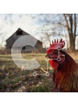 Intra Συλλεκτικό Ξύλινο Παζλ Plywood  4mm - Κόκορας μπροστά από έναν αχυρώνα Σε Ξύλινο Κουτί - Διαστάσεις: 10x10 cm – 25 κομμάτια