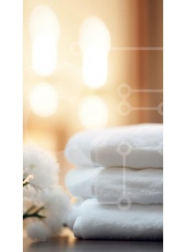 Intra Συλλεκτικό Ξύλινο Παζλ Plywood  4mm - Όμορφη εικόνα με όμορφα διπλωμένες λευκές πετσέτες σε ξύλινο τραπέζι με λευκά λουλούδια Σε Ξύλινο Κουτί - Διαστάσεις Puzzle: 10x10 cm – 25 κομμάτια