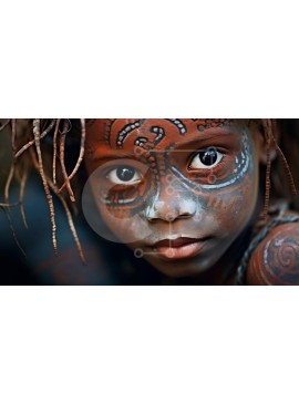 Intra Συλλεκτικό Ξύλινο Παζλ Plywood  4mm - Όμορφο κοντινό πορτρέτο ενός νεαρού κοριτσιού με περίπλοκο φυλετικό χρώμα Σε Ξύλινο Κουτί - Διαστάσεις Puzzle: 10x10 cm – 25 κομμάτια