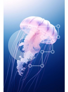 Σετ των 2 Intra Συλλεκτικό Ξύλινο Παζλ Plywood  4mm - Μέδουσες που κολυμπούν στον γαλάζιο ωκεανό Σε Ξύλινο Κουτί - Διαστάσεις: 10x10 cm – 25 κομμάτια