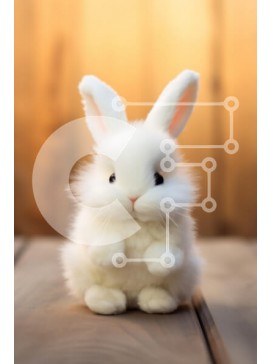 Σετ των 2 Intra Συλλεκτικό Ξύλινο Παζλ Plywood  4mm - Χαριτωμένο χνουδωτό λευκό κουνέλι Σε Ξύλινο Κουτί - Διαστάσεις: 10x10 cm – 25 κομμάτια