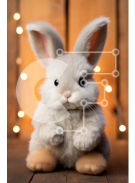 Σετ των 2 Intra Συλλεκτικό Ξύλινο Παζλ Plywood  4mm - Λούτρινο κουνέλι σε ξύλινη επιφάνεια με φώτα Bokeh Σε Ξύλινο Κουτί - Διαστάσεις: 10x10 cm – 25 κομμάτια