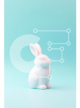 Intra Συλλεκτικό Ξύλινο Παζλ Plywood  4mm - Στυλιζαρισμένο ειδώλιο λευκού κουνελιού σε μπλε φόντο Σε Ξύλινο Κουτί - Διαστάσεις: 10x10 cm – 25 κομμάτια