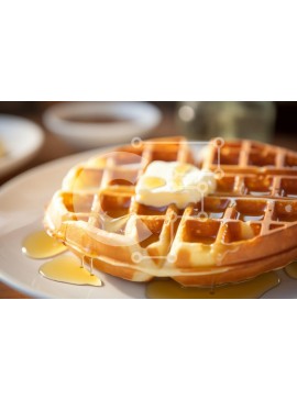 Σετ των 2 Intra Συλλεκτικό Ξύλινο Παζλ Plywood  4mm - Λαχταριστή βάφλα με βούτυρο και σιρόπι Σε Ξύλινο Κουτί - Διαστάσεις: 10x10 cm – 25 κομμάτια