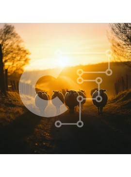 Intra Συλλεκτικό Ξύλινο Παζλ Plywood  4mm - Πρόβατα που περπατούν στο ηλιοβασίλεμα Σε Ξύλινο Κουτί - Διαστάσεις: 10x10 cm – 25 κομμάτια