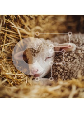 Intra Συλλεκτικό Ξύλινο Παζλ Plywood  4mm - Αρνί ύπνου σε άχυρο Σε Ξύλινο Κουτί - Διαστάσεις: 10x10 cm – 25 κομμάτια