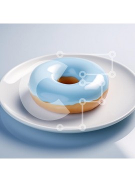 Σετ των 2 Intra Συλλεκτικό Ξύλινο Παζλ Plywood  4mm - Μπλε παγωμένο ντόνατ σε λευκό πιάτο Σε Ξύλινο Κουτί - Διαστάσεις: 10x10 cm – 25 κομμάτια