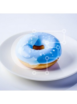 Σετ των 2 Intra Συλλεκτικό Ξύλινο Παζλ Plywood  4mm - Νόστιμο μπλε παγωμένο ντόνατ σε λευκό πιάτο Σε Ξύλινο Κουτί - Διαστάσεις: 10x10 cm – 25 κομμάτια