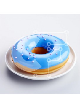 Σετ των 2 Intra Συλλεκτικό Ξύλινο Παζλ Plywood  4mm - Μπλε παγωμένο ντόνατ με ψεκασμούς σε ένα πιάτο Σε Ξύλινο Κουτί - Διαστάσεις: 10x10 cm – 25 κομμάτια