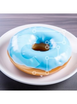 Σετ των 2 Intra Συλλεκτικό Ξύλινο Παζλ Plywood  4mm - Μπλε παγωμένο ντόνατ σε λευκό πιάτο Σε Ξύλινο Κουτί - Διαστάσεις: 10x10 cm – 25 κομμάτια