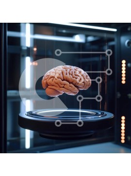 Intra Συλλεκτικό Ξύλινο Παζλ Plywood  4mm - Τρισδιάστατη απόδοση ενός εγκεφάλου σε φουτουριστικό περιβάλλον Σε Ξύλινο Κουτί - Διαστάσεις Puzzle: 10x10 cm – 25 κομμάτια