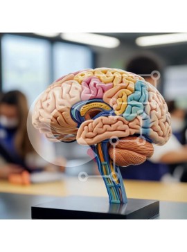 Intra Συλλεκτικό Ξύλινο Παζλ Plywood  4mm - Λεπτομερές μοντέλο ανθρώπινου εγκεφάλου σε εκπαιδευτικό περιβάλλον Σε Ξύλινο Κουτί - Διαστάσεις Puzzle: 10x10 cm – 25 κομμάτια