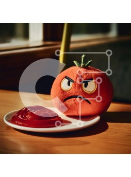 Σετ των 2 Intra Συλλεκτικό Ξύλινο Παζλ Plywood  4mm - Λούτρινο παιχνίδι Angry Tomato με κέτσαπ Σε Ξύλινο Κουτί - Διαστάσεις: 10x10 cm – 25 κομμάτια