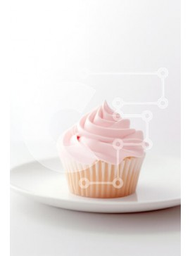 Σετ των 2 Intra Συλλεκτικό Ξύλινο Παζλ Plywood  4mm - Εύγευστο ροζ παγωμένο cupcake σε λευκό πιάτο Σε Ξύλινο Κουτί - Διαστάσεις: 10x10 cm – 25 κομμάτια