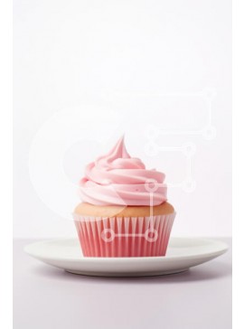 Σετ των 2 Intra Συλλεκτικό Ξύλινο Παζλ Plywood  4mm - Cupcake με ροζ γλάσο σε λευκό πιάτο Σε Ξύλινο Κουτί - Διαστάσεις: 10x10 cm – 25 κομμάτια