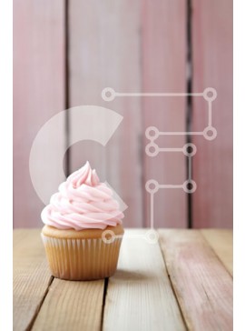 Σετ των 2 Intra Συλλεκτικό Ξύλινο Παζλ Plywood  4mm - Cupcake με ροζ πάγωμα σε ξύλινη επιφάνεια Σε Ξύλινο Κουτί - Διαστάσεις: 10x10 cm – 25 κομμάτια