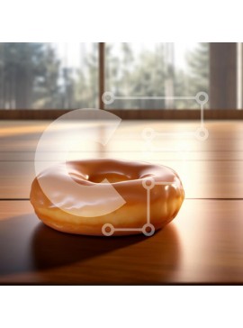 Σετ των 2 Intra Συλλεκτικό Ξύλινο Παζλ Plywood  4mm - Γυαλισμένο ντόνατ σε ξύλινη επιφάνεια Σε Ξύλινο Κουτί - Διαστάσεις: 10x10 cm – 25 κομμάτια