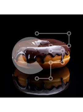 Σετ των 2 Intra Συλλεκτικό Ξύλινο Παζλ Plywood  4mm - Ντόνατ καλυμμένο με σοκολάτα σε μαύρο φόντο Σε Ξύλινο Κουτί - Διαστάσεις: 10x10 cm – 25 κομμάτια