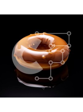 Σετ των 2 Intra Συλλεκτικό Ξύλινο Παζλ Plywood  4mm - Ντόνατ με γυαλιστερό καραμέλα σε μαύρο φόντο Σε Ξύλινο Κουτί - Διαστάσεις: 10x10 cm – 25 κομμάτια