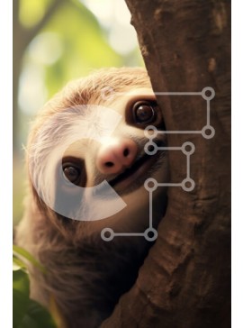 Σετ των 2 Intra Συλλεκτικό Ξύλινο Παζλ Plywood  4mm - Περίεργος νωθρός που κρυφοκοιτάζει πίσω από ένα δέντρο Σε Ξύλινο Κουτί - Διαστάσεις: 10x10 cm – 25 κομμάτια