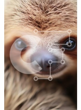 Σετ των 2 Intra Συλλεκτικό Ξύλινο Παζλ Plywood  4mm - Κοντινό πλάνο του προσώπου ενός νωθρού Σε Ξύλινο Κουτί - Διαστάσεις: 10x10 cm – 25 κομμάτια